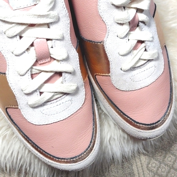 Coach Pink Metallic Color Block Trainer Sneakers with Suede Trim - Picture 10 of 15